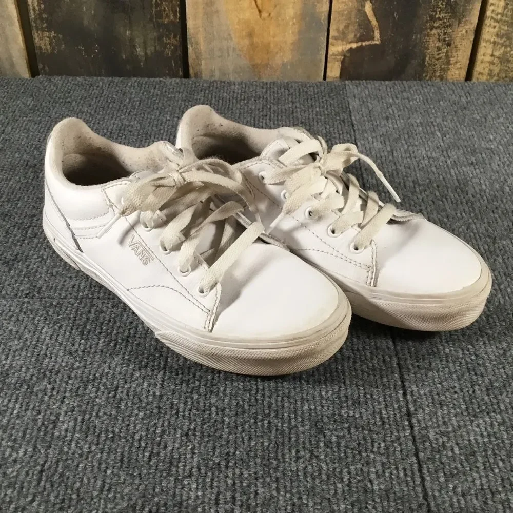 Vans white leather sneakers kids/youth size 2